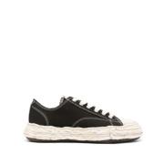 Zwarte Canvas Sneakers met Dikke Zool Maison Margiela , Black , Heren