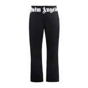 Zwarte Logo Print Katoenen Broek Palm Angels , Black , Heren