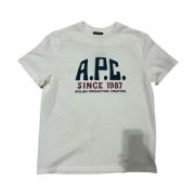 Wit Katoenen Bedrukt T-shirt A.p.c. , White , Heren