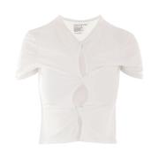 Witte Cropped Top met Voorste Knoop Christopher Esber , White , Dames