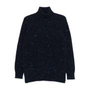 Blauwe Gemêleerde Gebreide Coltrui Sweater Drumohr , Blue , Heren