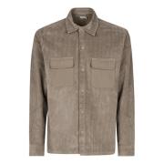 Minimalistische Kraagknoop Overshirt 04651/ A trip in a bag , Beige , ...