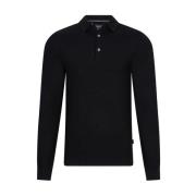 Merino Polo Lange Mouw Zwart Cavallaro , Black , Heren