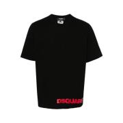 Zwart Loose Fit Tee Shirt Dsquared2 , Black , Heren