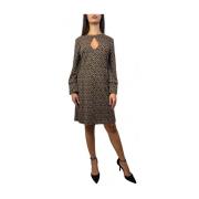 Geometrische Jacquard Beige Jurk Simona Corsellini , Beige , Dames