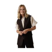 Elegant Marjorie Lang Vest in Chocolade Basic Apparel , Black , Dames