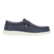 Blauwe Platte Schoenen Wally Classic Hey Dude , Blue , Heren