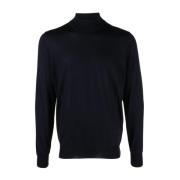 Navy Blue Merino Wool Sweater Drumohr , Blue , Heren