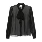 Zwarte zijden chiffon blouse Saint Laurent , Black , Dames