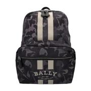 Logo Nylon Rugzak Bally , Black , Heren