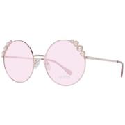 Roségoud Vrouwen Zonnebril Ronde Frame Guess , Pink , Dames