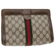 Pre-owned Leather clutches Gucci Vintage , Beige , Dames