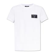 T-shirt met logopatch Balmain , White , Heren