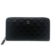 Pre-owned Leather wallets Chanel Vintage , Black , Dames