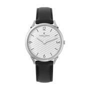 Zwarte Heren Leren Horloge Klassiek Pierre Cardin , Gray , Heren