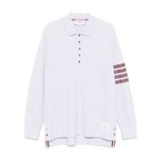 Grijze Polo Shirt met 4-Streep Detail Thom Browne , Gray , Heren