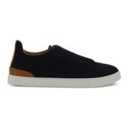 Zwarte Triple Stitch Sneakers Ermenegildo Zegna , Black , Heren