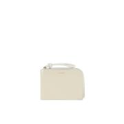 Ivoor Kalfsleren Clutch Portemonnee met Logo Jil Sander , White , Dame...