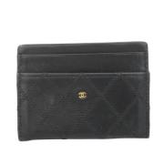 Pre-owned Leather wallets Chanel Vintage , Black , Dames