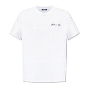 T-shirt met geborduurd logo Balmain , White , Heren