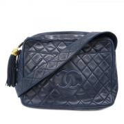 Pre-owned Leather chanel-bags Chanel Vintage , Blue , Dames