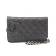 Pre-owned Leather wallets Chanel Vintage , Black , Unisex