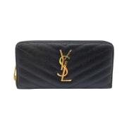 Pre-owned Leather wallets Yves Saint Laurent Vintage , Black , Dames