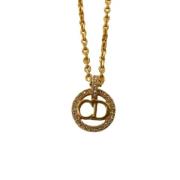 Pre-owned Metal necklaces Dior Vintage , Yellow , Dames