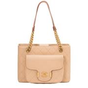 Pre-owned Leather chanel-bags Chanel Vintage , Beige , Dames