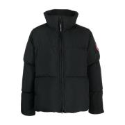 Zwarte Gewatteerde Donsjas Logo Patch Canada Goose , Black , Heren