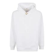 Katoenen Hoodie met V-detail Valentino Garavani , White , Heren