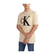 Geperforeerd Monoloog T-shirt Calvin Klein , Beige , Heren