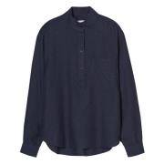 Blouse met opstaande kraag in marineblauw Closed , Blue , Dames