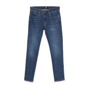 Indigo Blue Denim Jeans Tapered Leg 7 For All Mankind , Blue , Heren