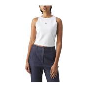 Retro Moderne Mouwloze Shirt Calvin Klein , White , Dames