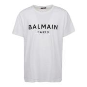 Gedrukt Crew Neck T-shirt - Regular Fit Balmain , White , Heren