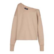 Asymmetrische jersey off-the-shoulder sweatshirt Balmain , Beige , Dam...