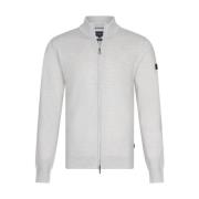 Merino Full Zip Cardigan Vest Creme Cavallaro , White , Heren