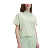 Groene Pastel Geborduurd T-shirt Calvin Klein , Green , Dames