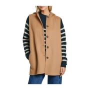 Bruine Wollen Mouwloze Hoodie Jas Pepe Jeans , Brown , Dames