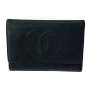 Pre-owned Leather wallets Chanel Vintage , Black , Dames