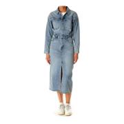 Denim Midi Overhemdjurk Levi's , Blue , Dames