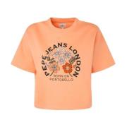 Oranje Ofra T-shirt met Front Print Pepe Jeans , Orange , Dames