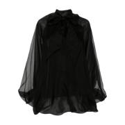 Zwarte Zijden Organza Puffball Jurk Genny , Black , Dames