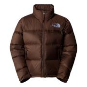 Bruine Gewatteerde Jas Logo Print The North Face , Brown , Dames