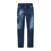 Slim Fit Distressed Denim Jeans Dsquared2 , Blue , Heren