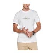 Versleten Logo Print T-shirt Calvin Klein , White , Heren