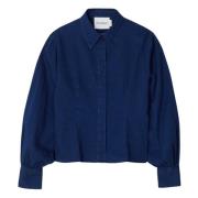 Cropped Blouse in Donkerblauw Closed , Blue , Dames