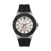 Zwarte Rubber Quartz Analoog Horloge Guess , Black , Heren