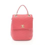 Pre-owned Leather backpacks Chanel Vintage , Pink , Dames